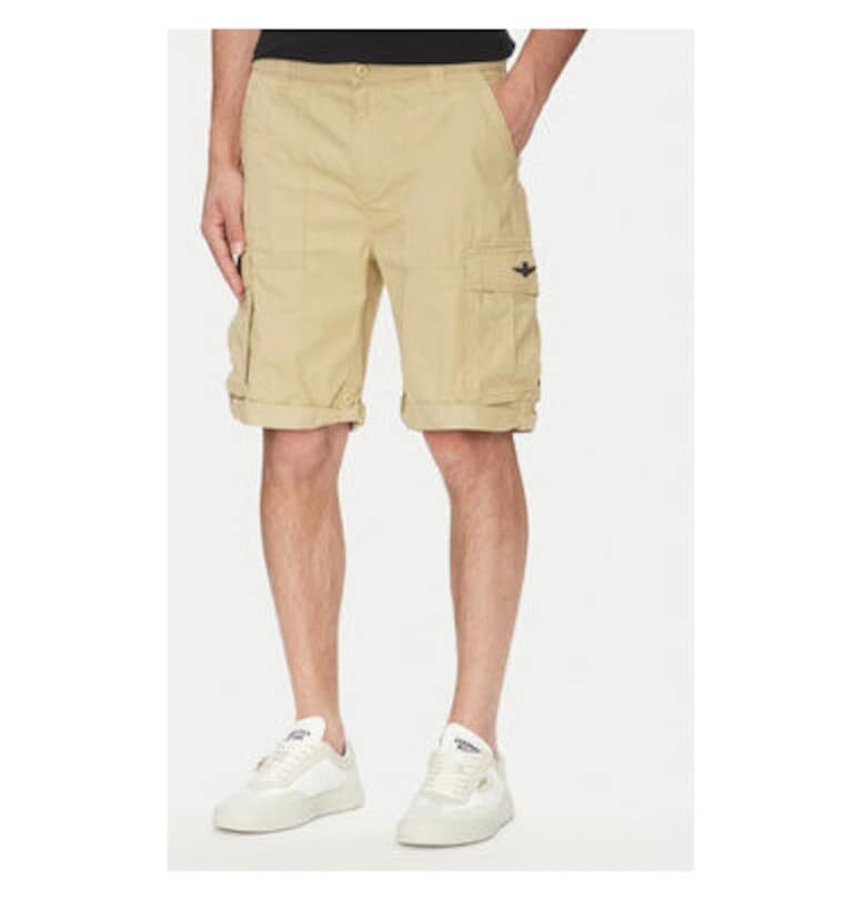 Мъжки къси панталони  251BE250CT3501 - памук - бежов - Бежов Aeronautica Militare