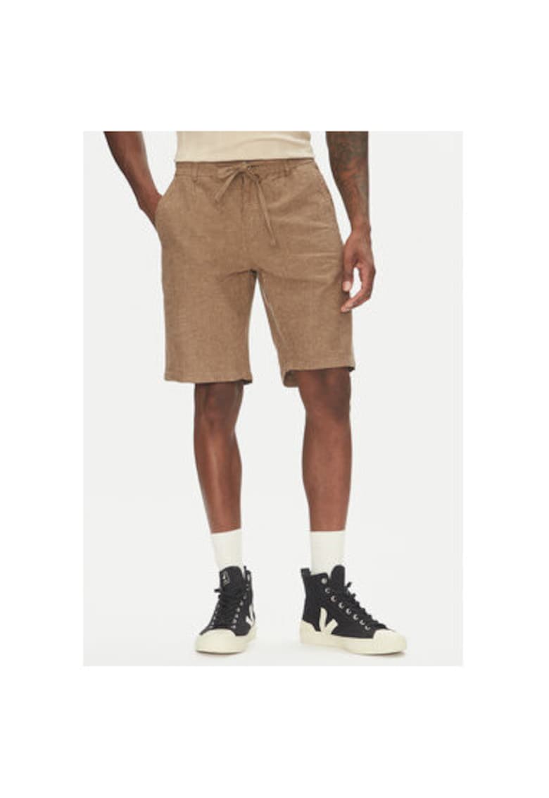 Мъжки къси панталони 30-508003 - Лен/Памук - Бежов - Бежов LINDBERGH