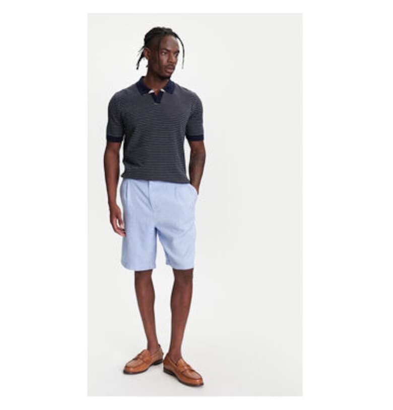 Мъжки къси панталони  43B3U9010 - Лен/Памук - Син - Син United Colors of Benetton