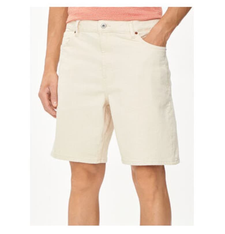 Мъжки къси панталони - Едноцветни - 303528867 - Памук - Бежов Solid