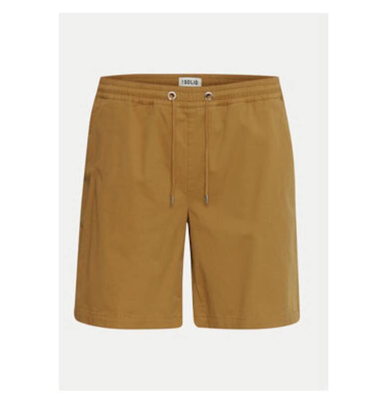 Мъжки къси панталони - едноцветни - 303539290 - памук - M INTL - кафяв Solid