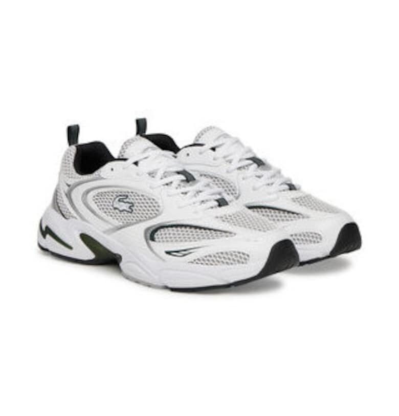 Мъжки маратонки -  екологична кожа - бял/черен - Lacoste