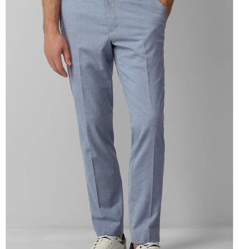 Мъжки панталон за костюм с фин десен и кройка Regular Fit - Светлосин sOliver BLACK LABEL