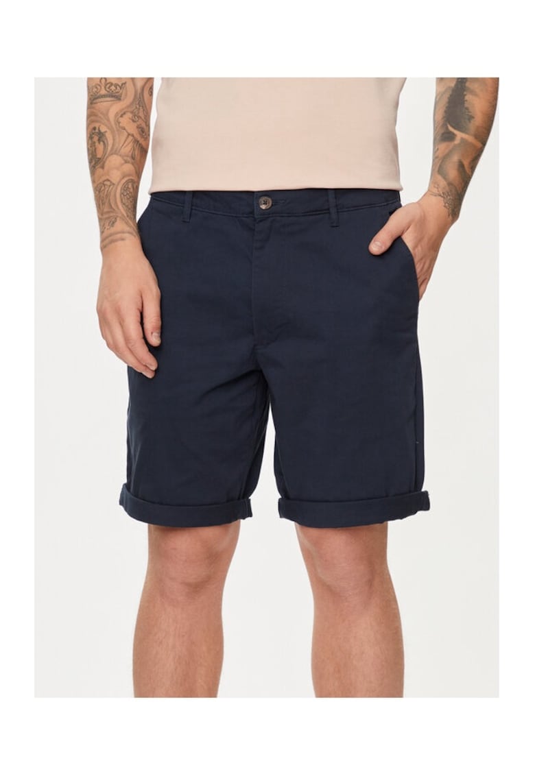 Мъжки панталон - плътен - 28966 - памук - тъмносин Solid