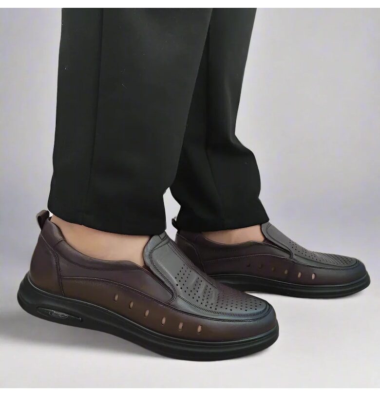 Мъжки перфорирани ежедневни обувки  19156 Кафяви Кафе - Кафяви - Mels