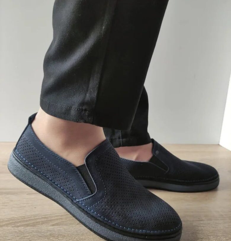 Мъжки перфорирани ежедневни обувки  B69-320 - тъмносиньо - син - Син GORETTI