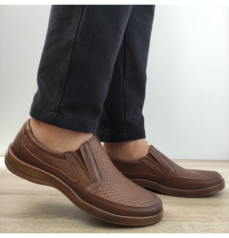 Мъжки перфорирани обувки  200589 Светло кафяво - кафяво - Кафяв Nicolis