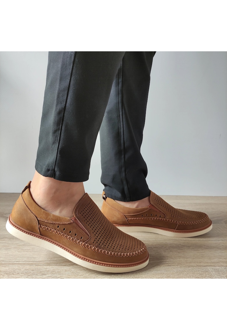 Мъжки перфорирани обувки Z1248703-5 Taupe - Taupe - Бежов Mels