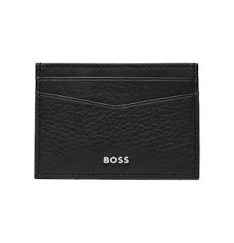 Мъжки портфейл  с картодържател - черен - кожен - 9x6 см BOSS