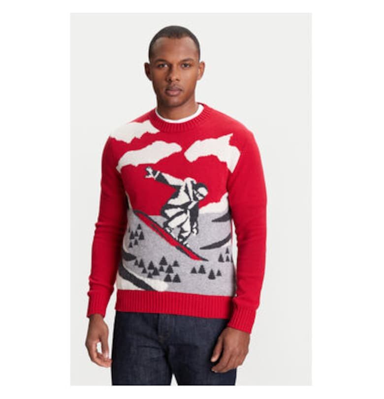 Мъжки пуловер  1244K108R - Вълна/Найлон - Червен - Червен United Colors of Benetton