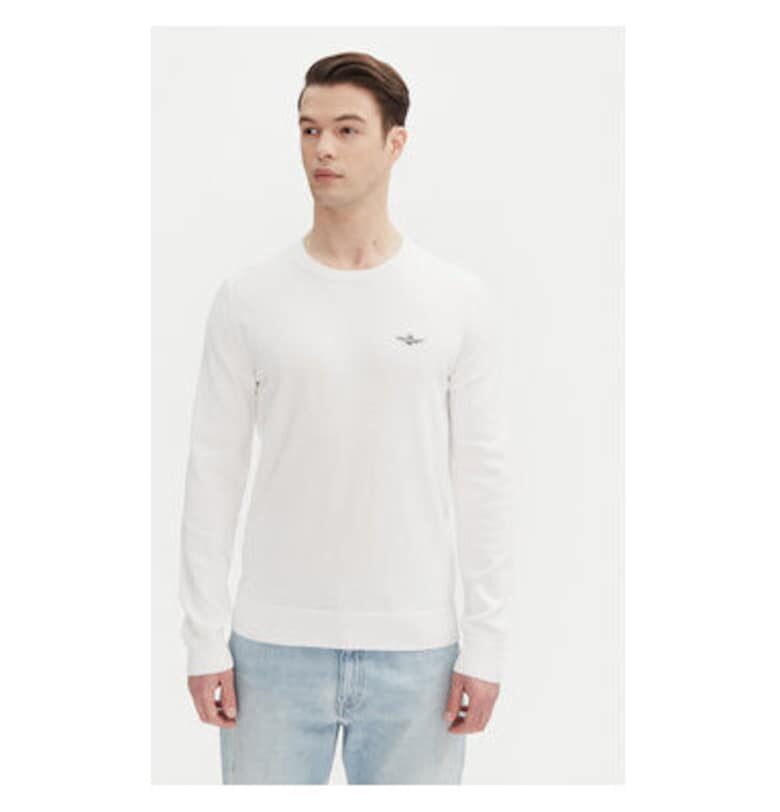 Мъжки пуловер  251MA1502L506 - памук - бял - Бял Aeronautica Militare