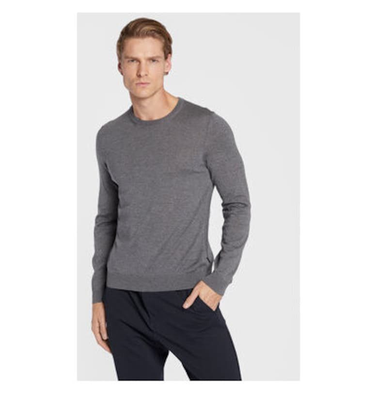 Мъжки пуловер -  301461333 - Памук - Сив - Сив BOSS