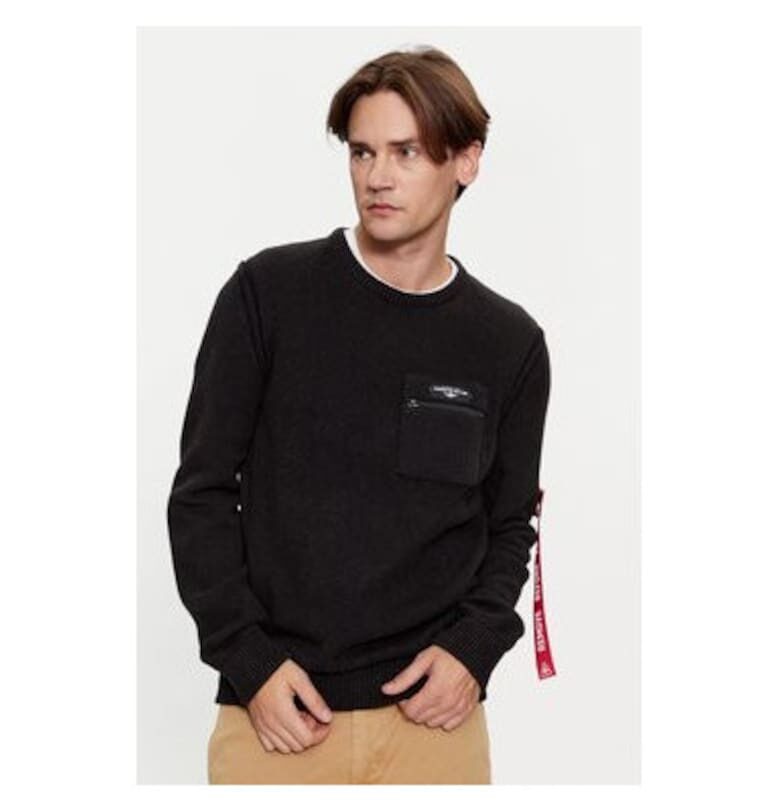 Мъжки пуловер -  303319717 - Вълна/Памук/Найлон - Черен - Черен Aeronautica Militare