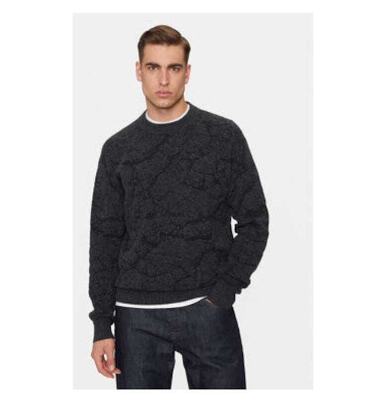 Мъжки пуловер -  304243103 - Полиамид/Вълна/Еластан - Черен - Черен BOSS