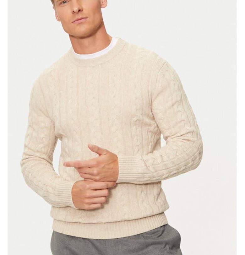 Мъжки пуловер -  304268045 - Найлон/Вискоза/Вълна - - Бежов United Colors of Benetton