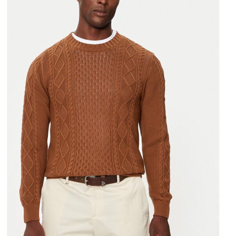 Мъжки пуловер -  304424182 - Памук - XL INTL - Кафяв Matinique