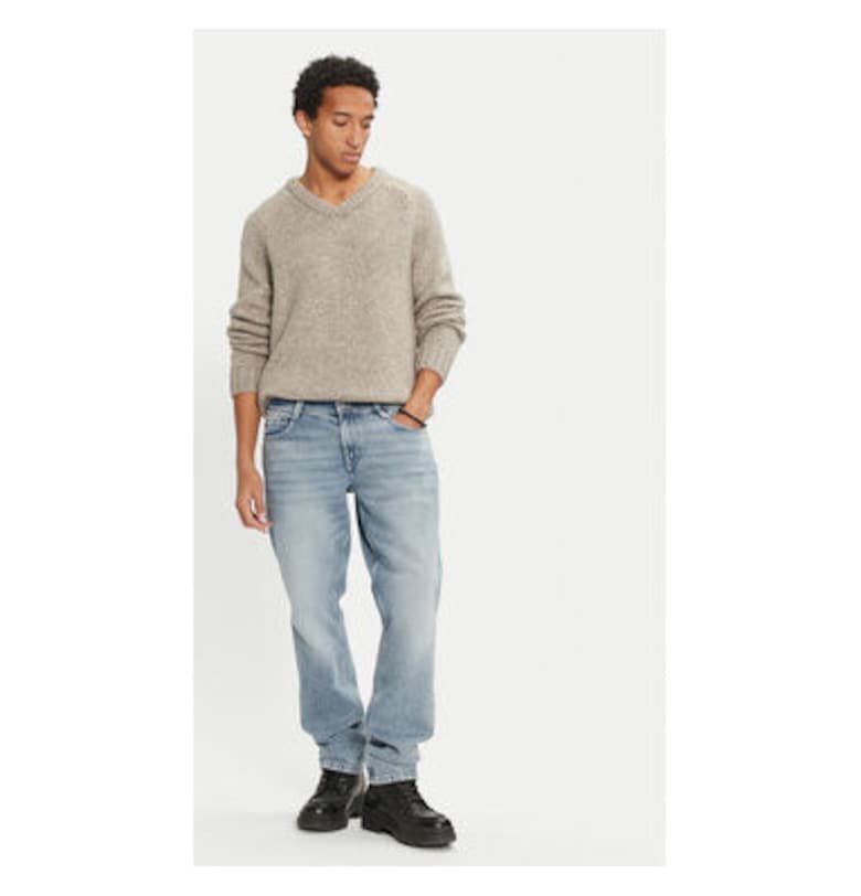 Мъжки пуловер -  304464881 - Акрил/Полиестер/Полиамид - Бежов - Бежов Mustang