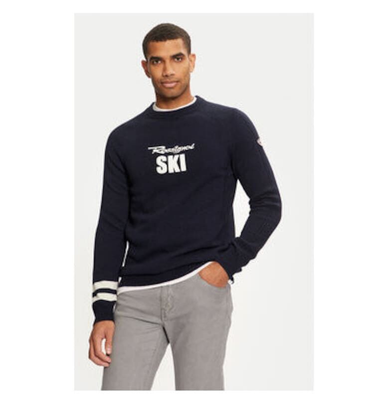 Мъжки пуловер -  304735752 - Мериносова вълна/Вискоза/Полиамид - Син - Син Rossignol