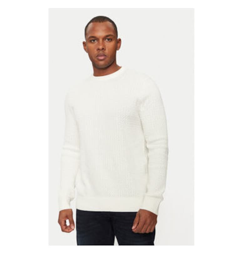 Мъжки пуловер -  304798405 - Памук - Бял - Бял Bugatti