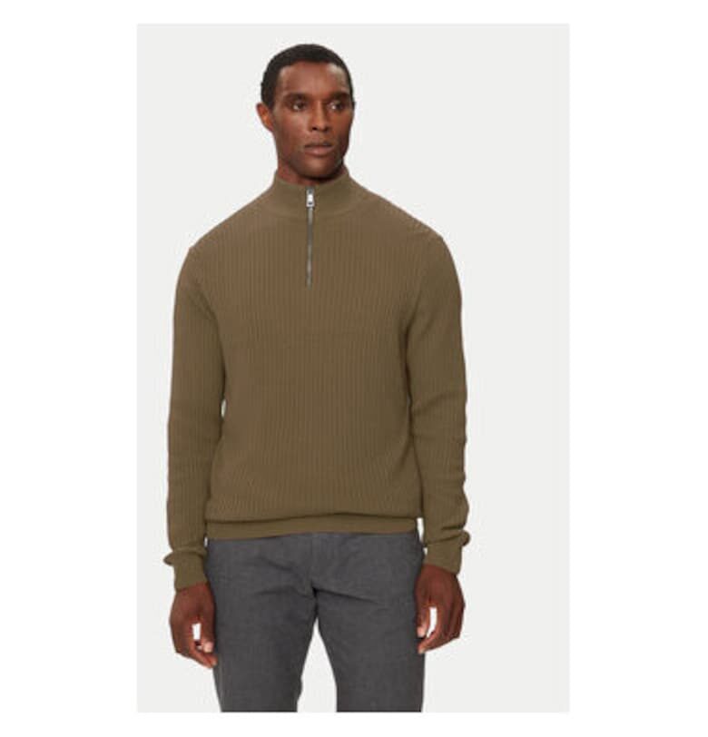 Мъжки пуловер -  304798450 - Памук/Акрил - Кафяв - Кафяв Bugatti