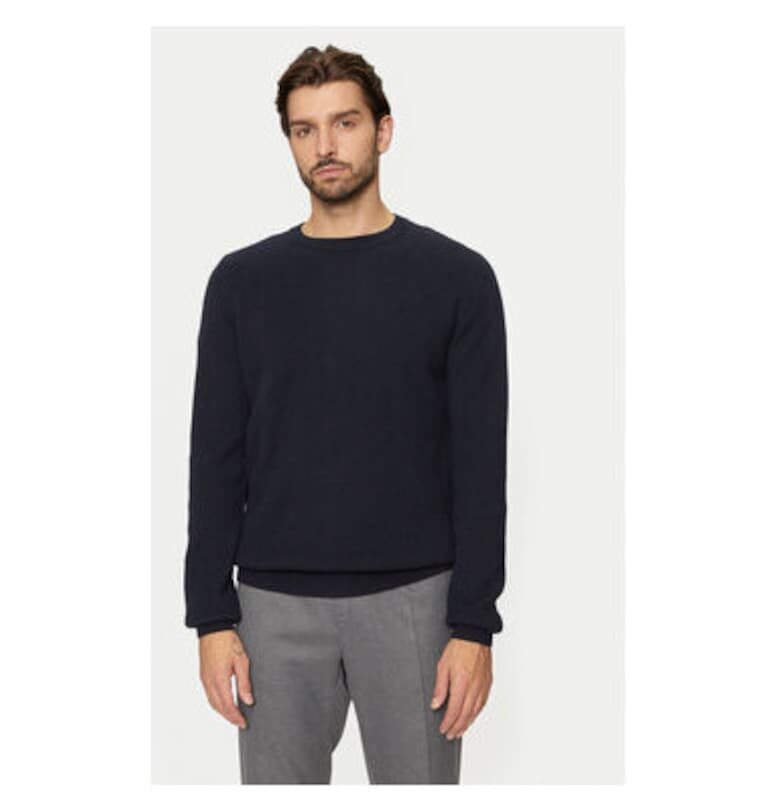 Мъжки пуловер -  304798528 - Вълна/Полиамид - Син - Син Bugatti