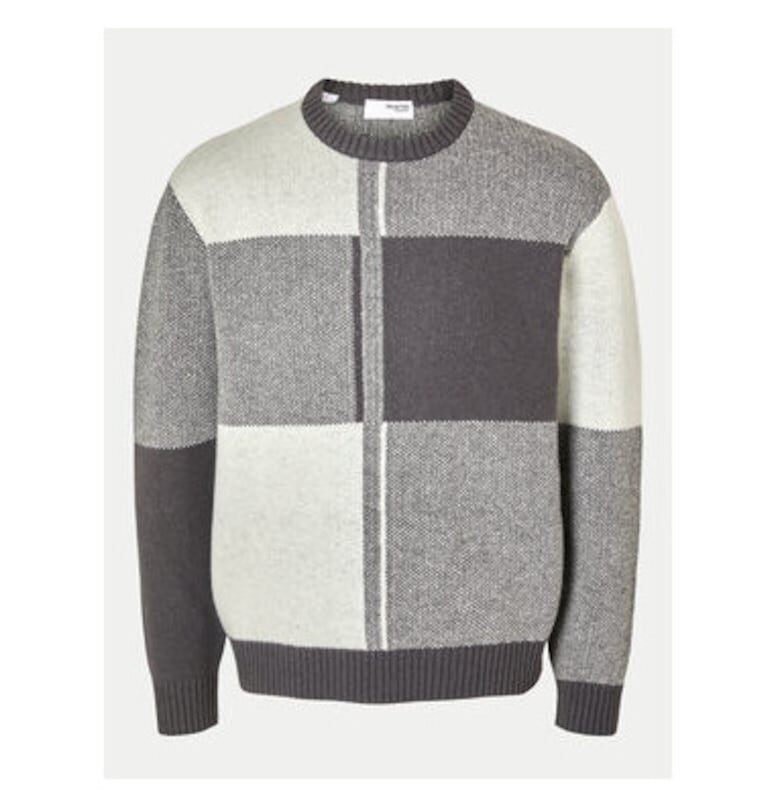 Мъжки пуловер -  304944710 - Вълна/Найлон - Сив - Сив Selected Homme