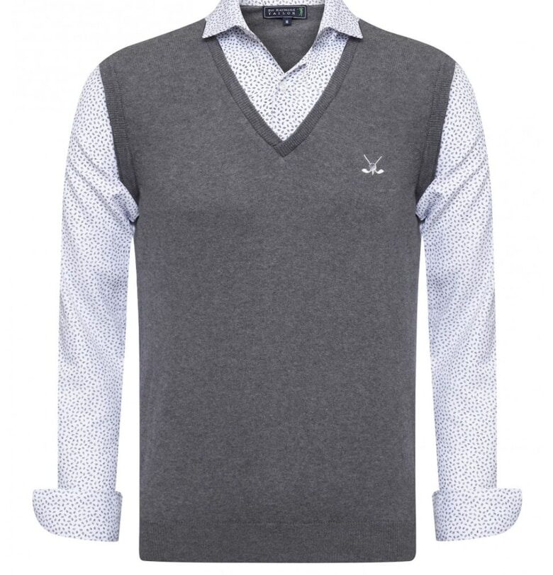 Мъжки пуловер  Raymond Tailor - памук/акрил - сив/бял SIR
