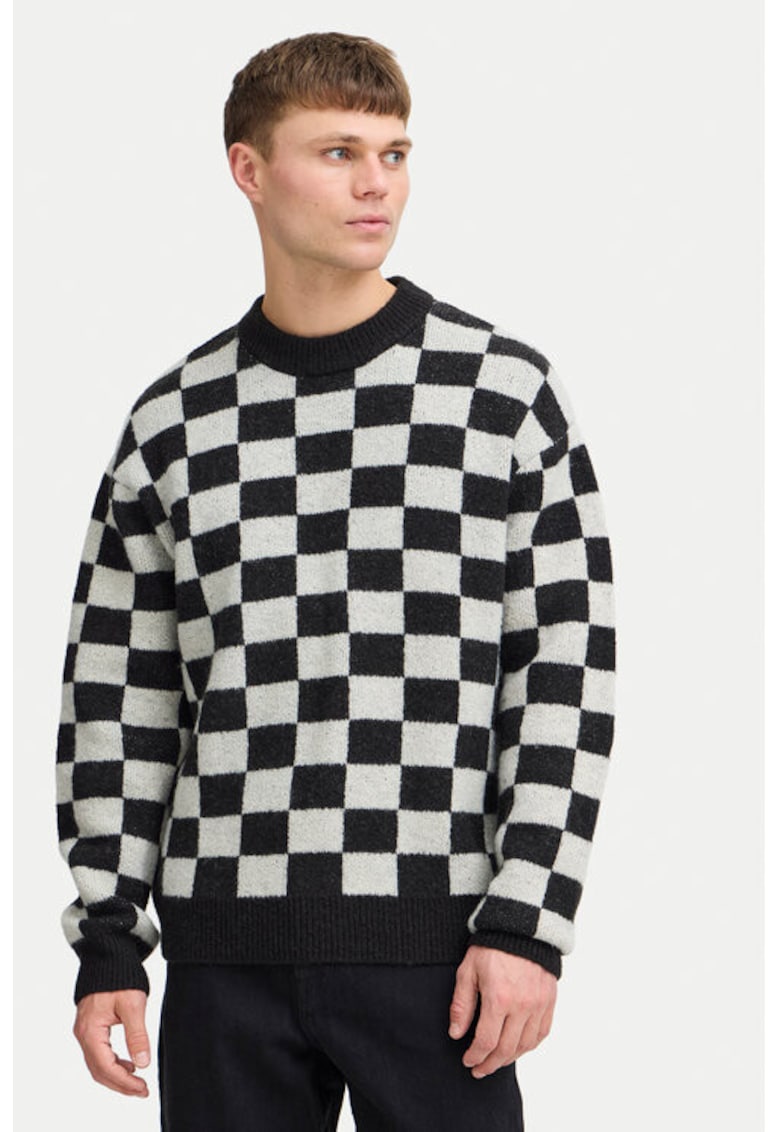 Мъжки пуловер - едноцветен - 304021039 - акрил/вълна - черен - Черен Solid