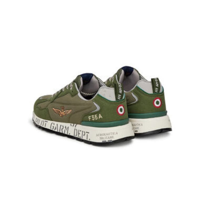 Мъжки спортни обувки - 251SC276CT3332 -  Текстил - Зелени - Зелен Aeronautica Militare