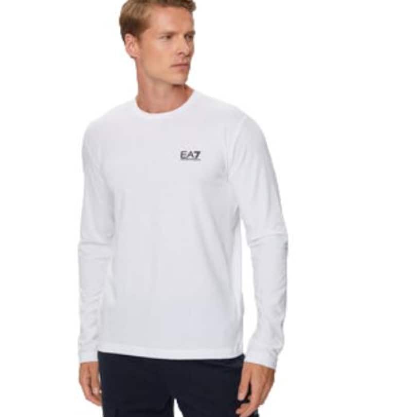 Мъжки суитшърт - Emporio Armani  памук и еластан - бял EA7