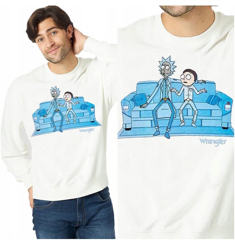 Мъжки суитшърт -  Rick & Morty Crew - стандартна кройка - бял - Бял Wrangler