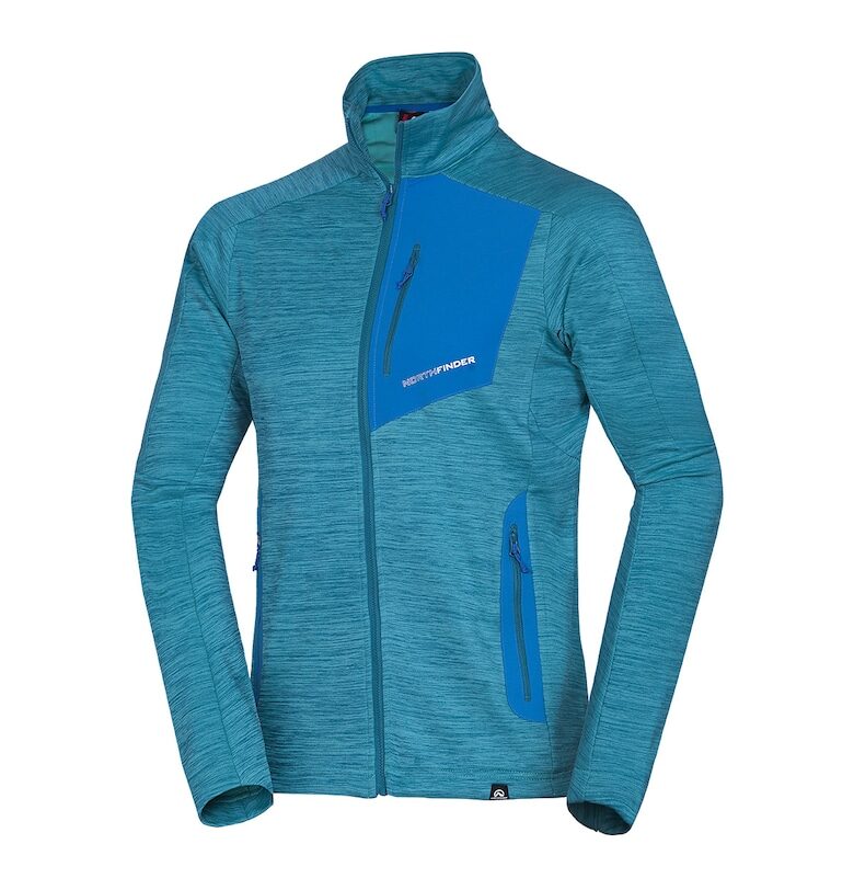 Мъжки суичър от меланж полар Vonby - Син тюркоаз NORTHFINDER