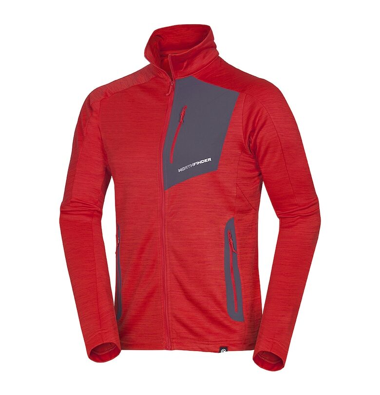 Мъжки суичър от меланж полар Vonby - Червен NORTHFINDER