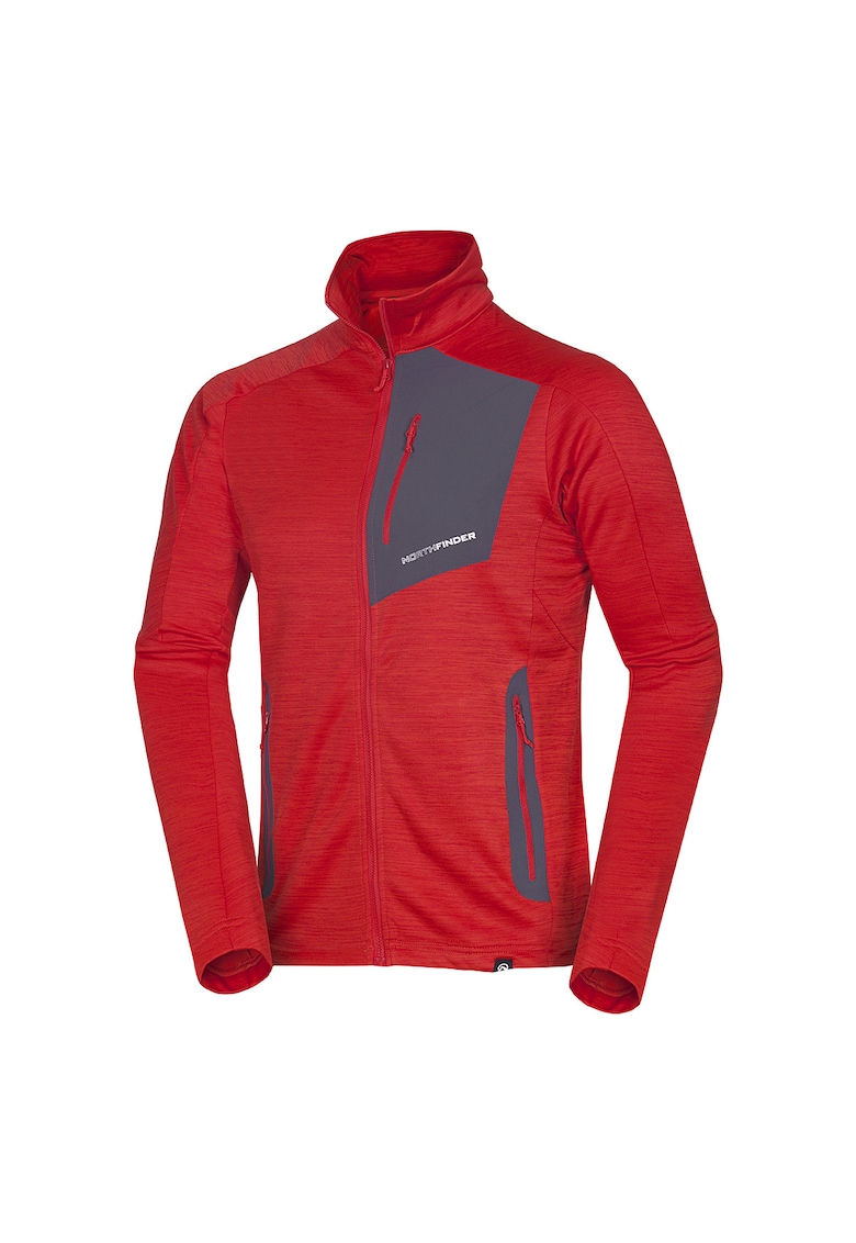 Мъжки суичър от меланж полар Vonby - Червен NORTHFINDER