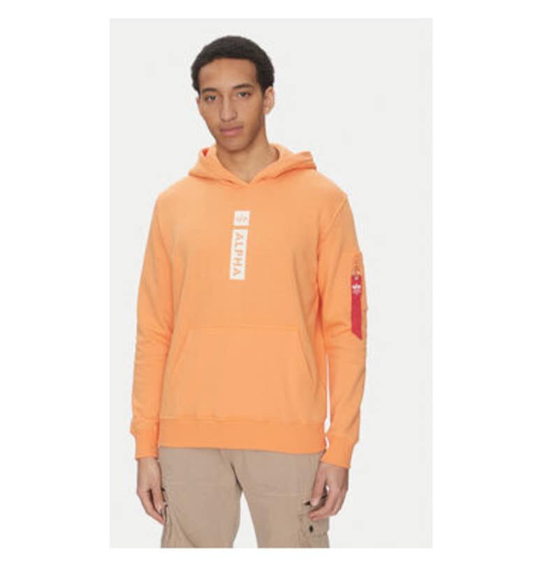 Мъжки суичър с качулка  146338 - памук/полиестер - оранжев - Оранжев ALPHA INDUSTRIES