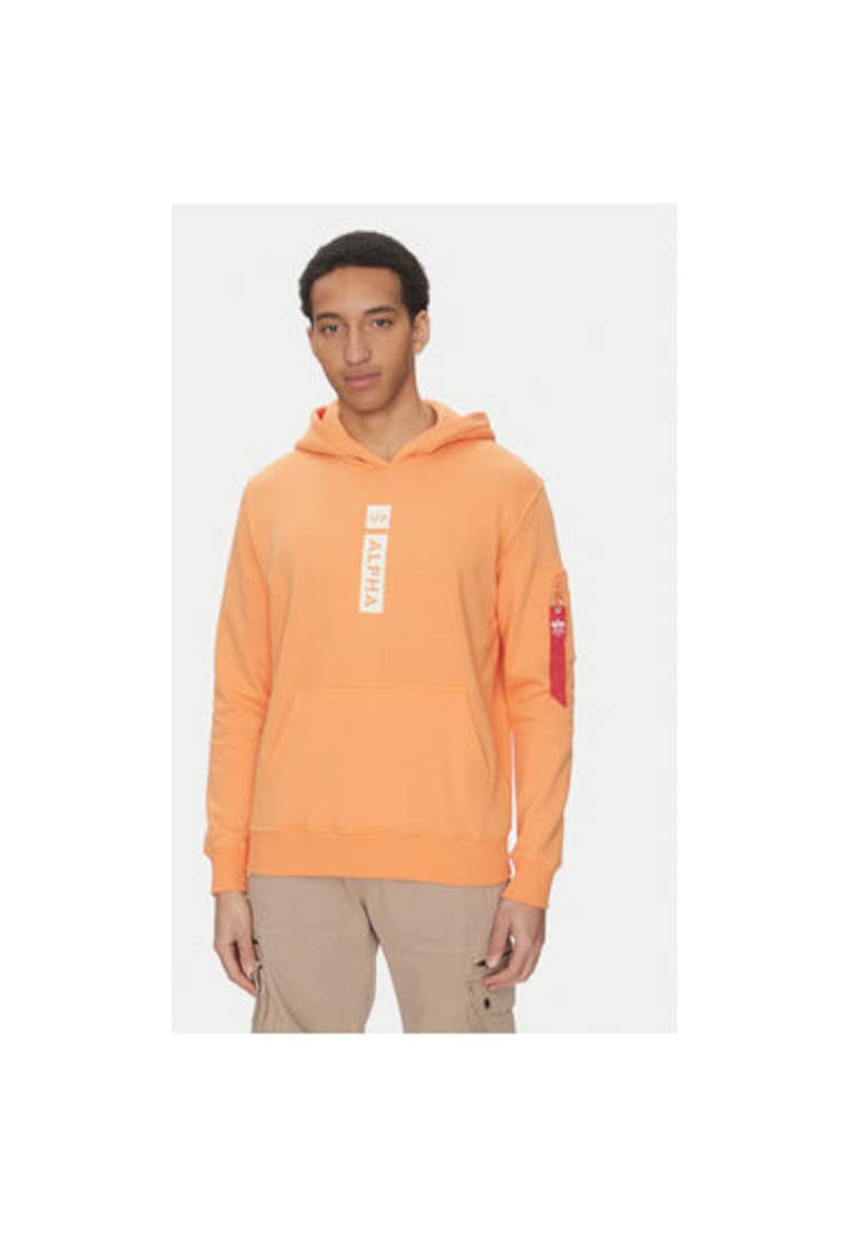 Мъжки суичър с качулка 146338 - памук/полиестер - оранжев - Оранжев ALPHA INDUSTRIES