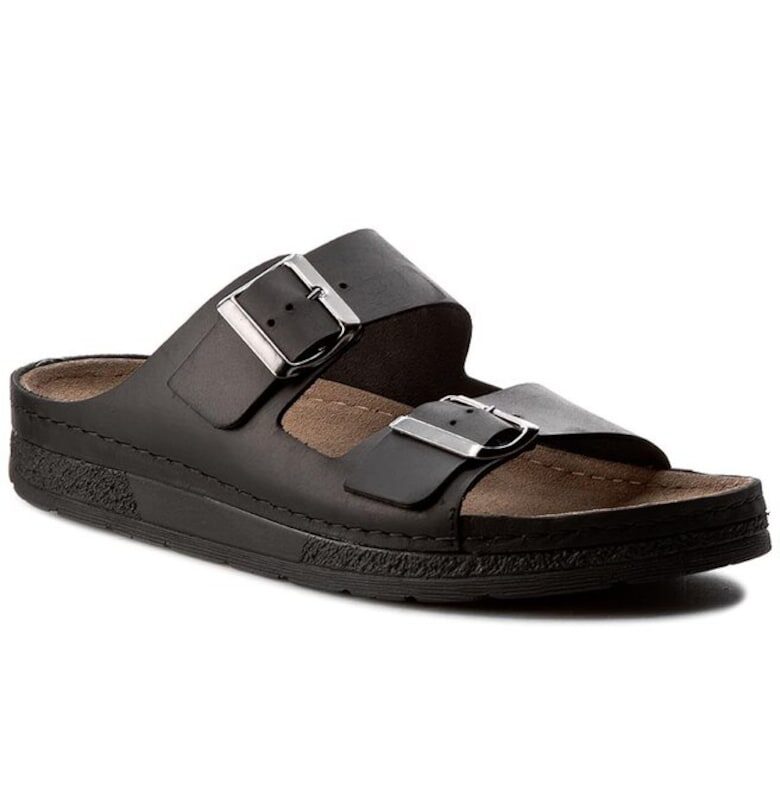 Мъжки чехли  199664045 - естествена кожа/набук - черни - Черен Berkemann