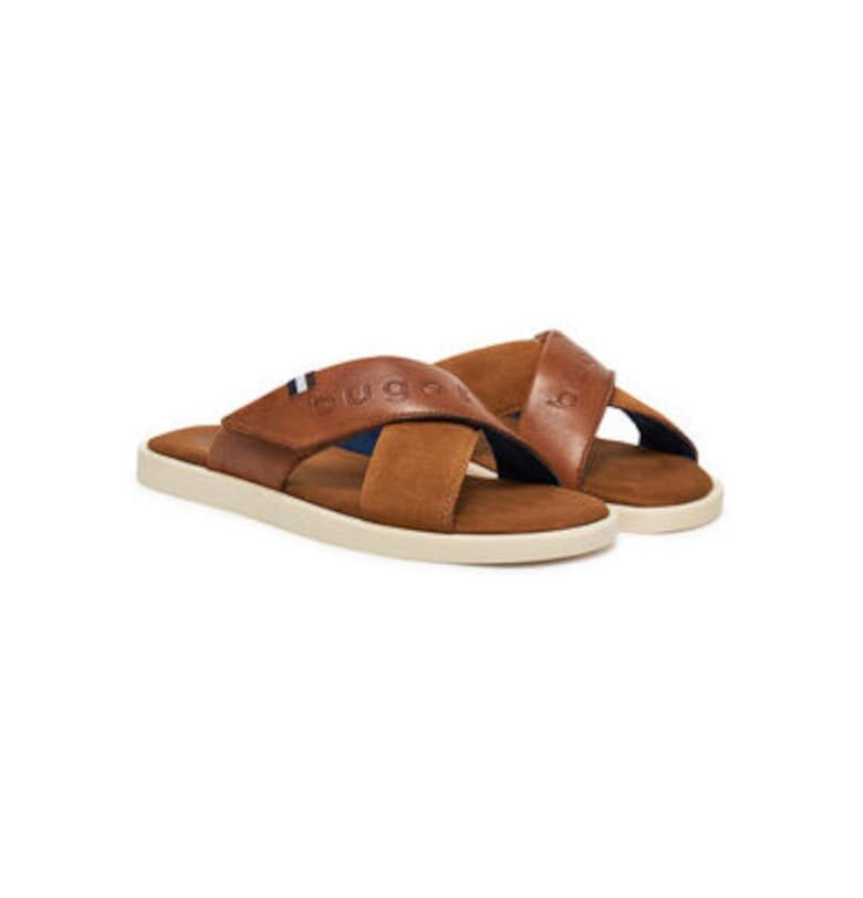 Мъжки чехли  321-ART80-4114 - Естествена кожа - Черни Bugatti