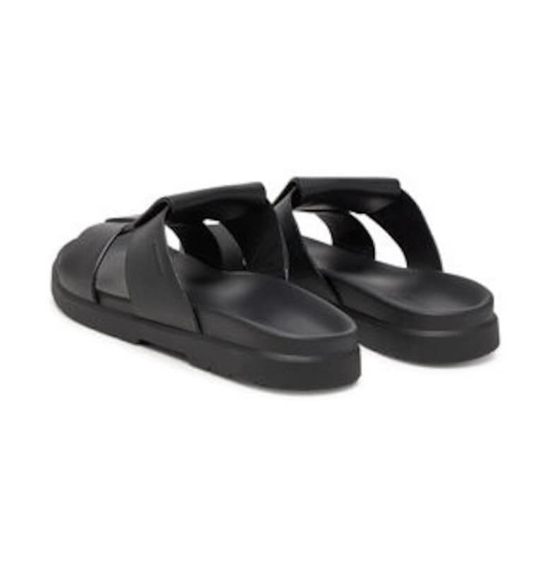 Мъжки чехли -  естествена кожа - черен CALVIN KLEIN