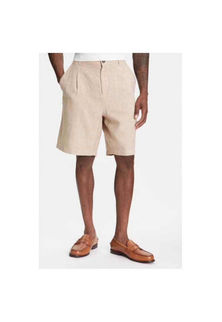 Мъжки шорти 43B3U9010 - Лен/Памук - Бежов - Бежов United Colors of Benetton