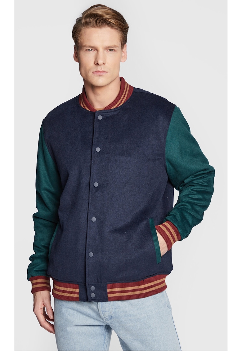 Мъжко бомбър яке - Памук - Акрил - Тъмносин Cotton On