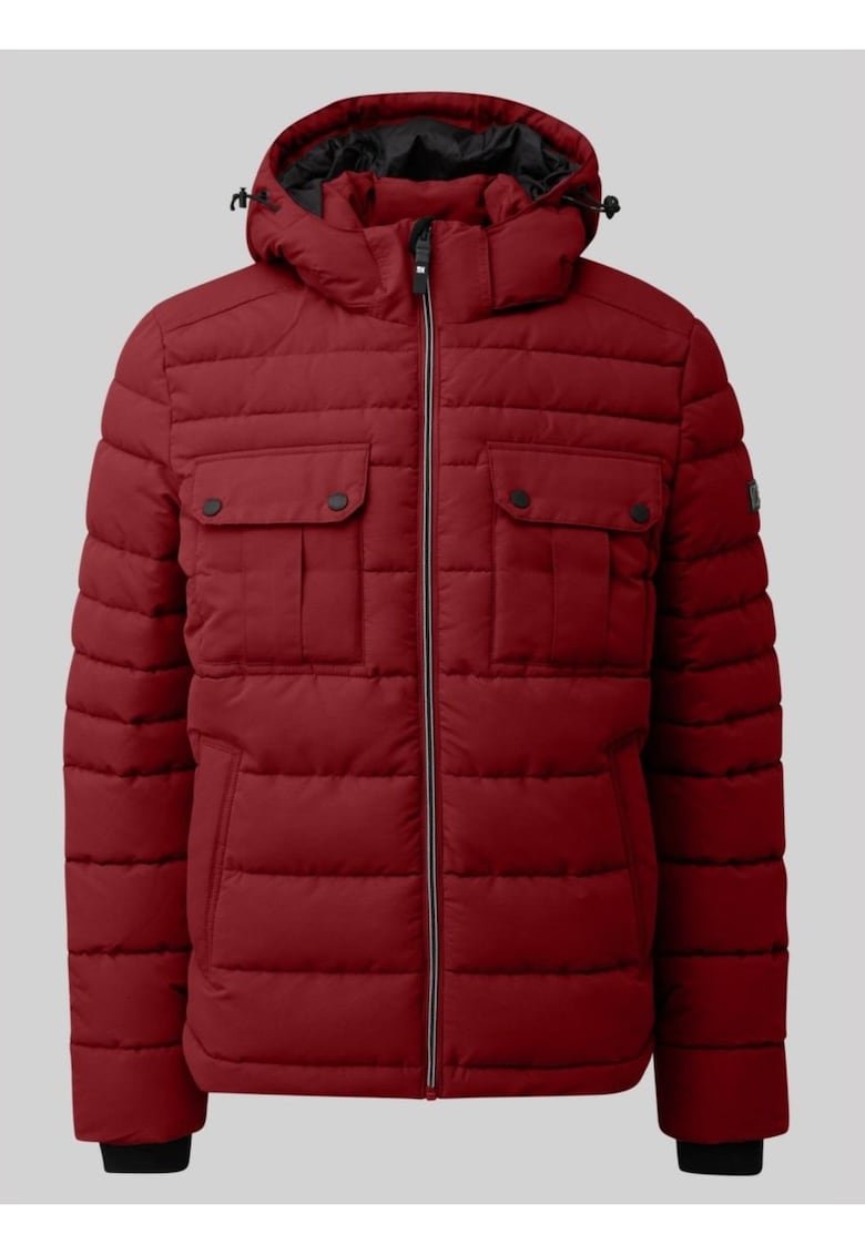 Мъжко ватирано яке с подвижна качулка и множество джобове - Тъмночервен sOliver