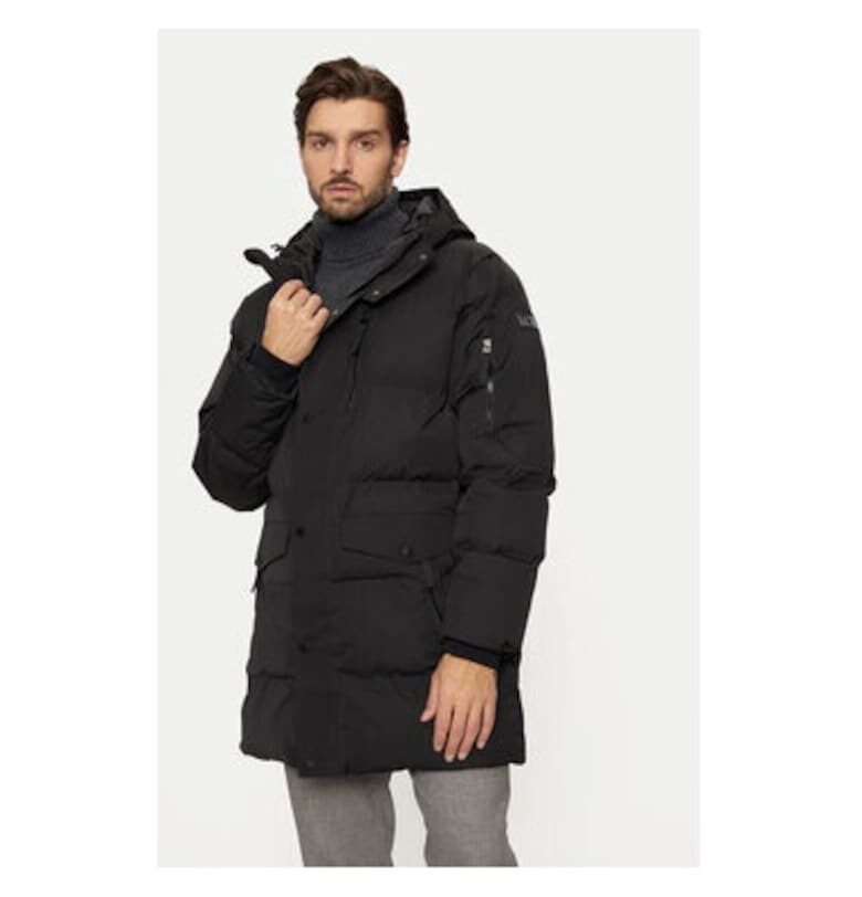 Мъжко дълго яке с качулка - водоустойчиво - стандартна кройка - Черен sOliver