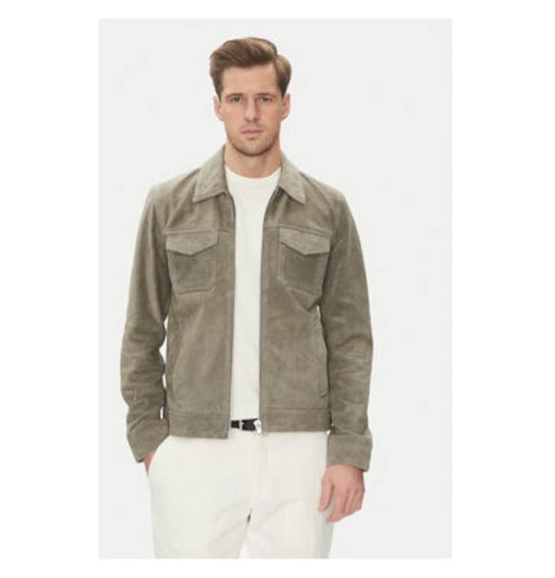 Мъжко кожено яке  CRED SUEDE - Естествена кожа - Сив - Сив Serge Pariente