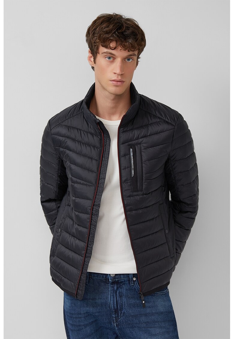 Мъжко леко ватирано яке с контрастни спортни детайли - Черен sOliver