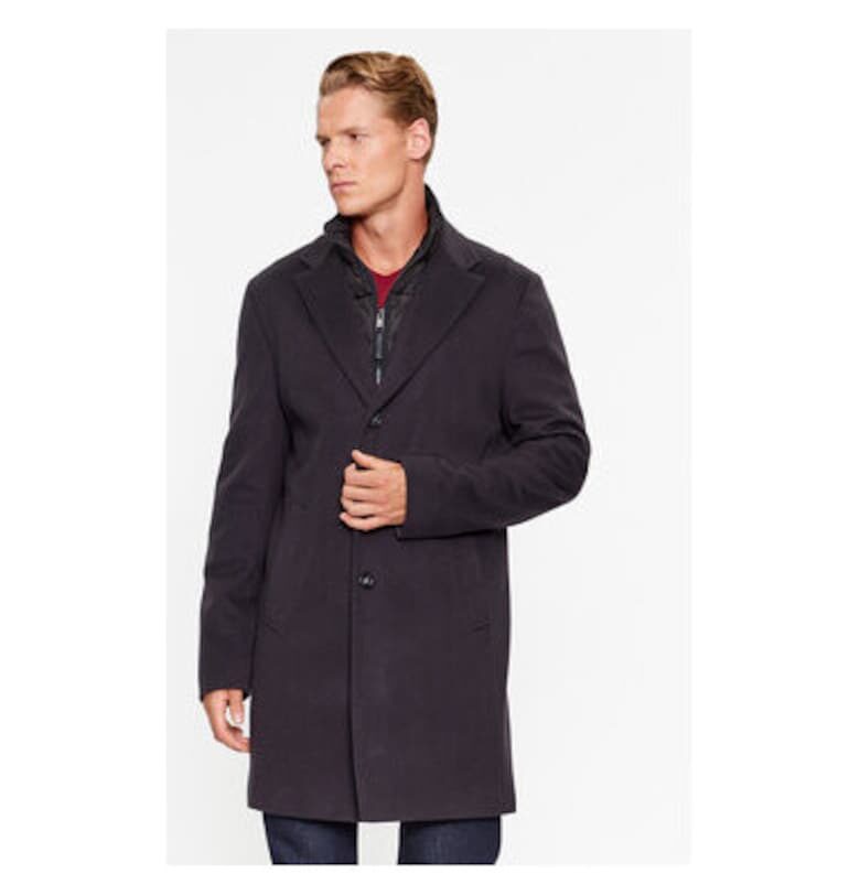 Мъжко палто -  303389390 - Вълна/Полиамид - Син - Син BOSS