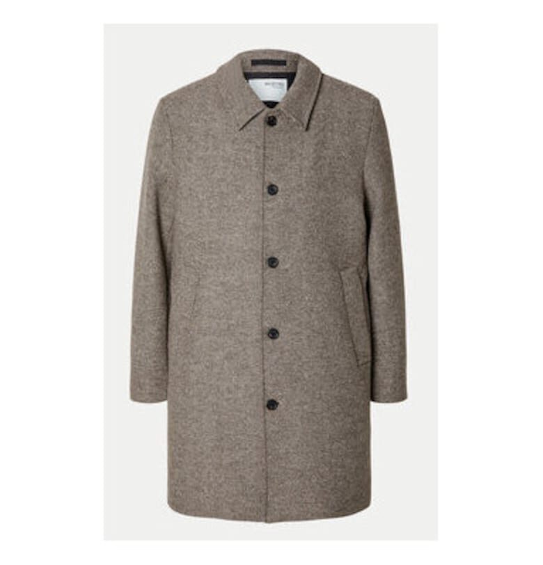 Мъжко палто -  304509803 - Вълна/Рециклиран полиестер - Бежов - Бежов Selected Homme