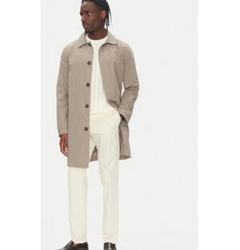 Мъжко палто -  бежово - 50% рециклиран полиестер - 50% полиестер LINDBERGH