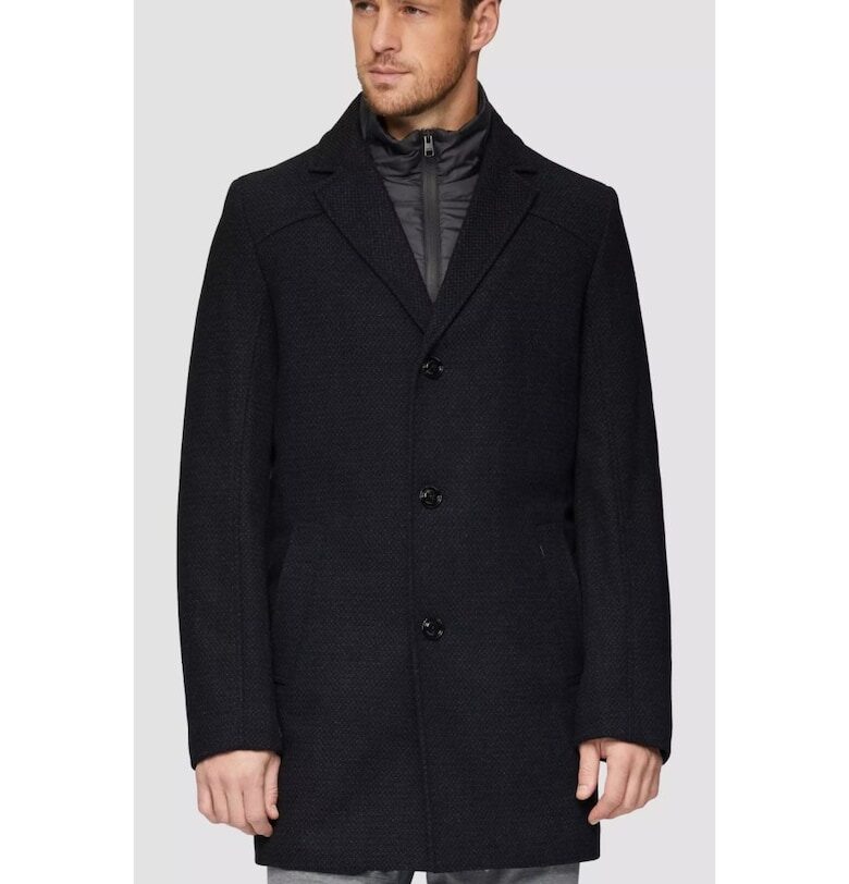 Мъжко палто от смес от вълна - с двойно закопчаване - Тъмно морско синьо sOliver