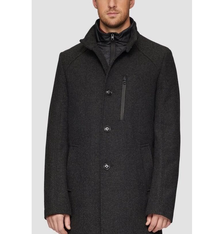 Мъжко палто - с двойно закопчаване - 2 наклонени джоба - Regular fit - - Черен sOliver BLACK LABEL